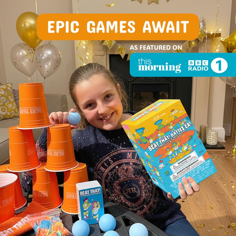 Gutter Games Beat That! Family Game Night Set - 160 Wacky Skill Challenges - Fun Party Activities for Kids and Adults - Interactive Group Game for Birthdays, Holidays, and Gatherings - Image 2